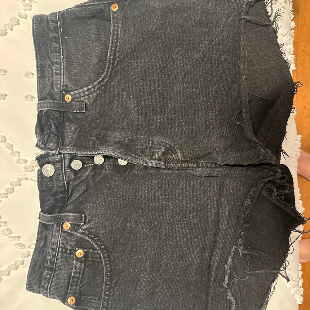 Black Distressed Denim Shorts